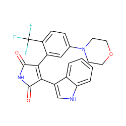 O=C1NC(=O)C(c2c[nH]c3ccccc23)=C1c1cc(N2CCOCC2)ccc1C(F)(F)F ZINC000066104082