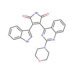 O=C1NC(=O)C(c2c[nH]c3ccccc23)=C1c1nc(N2CCOCC2)nc2ccccc12 ZINC000045318117