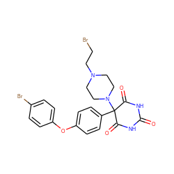 O=C1NC(=O)C(c2ccc(Oc3ccc(Br)cc3)cc2)(N2CCN(CCBr)CC2)C(=O)N1 ZINC000028477363