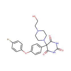 O=C1NC(=O)C(c2ccc(Oc3ccc(Br)cc3)cc2)(N2CCN(CCO)CC2)C(=O)N1 ZINC000022933625