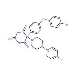 O=C1NC(=O)C(c2ccc(Oc3ccc(Br)cc3)cc2)(N2CCN(c3ccc(F)cc3)CC2)C(=O)N1 ZINC000028477832