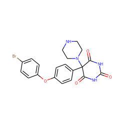 O=C1NC(=O)C(c2ccc(Oc3ccc(Br)cc3)cc2)(N2CCNCC2)C(=O)N1 ZINC000028474684