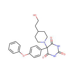 O=C1NC(=O)C(c2ccc(Oc3ccccc3)cc2)(N2CCC(CCO)CC2)C(=O)N1 ZINC000084724997