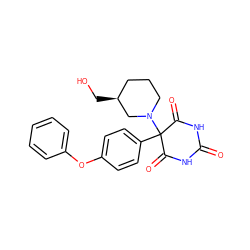 O=C1NC(=O)C(c2ccc(Oc3ccccc3)cc2)(N2CCC[C@H](CO)C2)C(=O)N1 ZINC000084653937