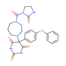 O=C1NC(=O)C(c2ccc(Oc3ccccc3)cc2)(N2CCCN(C(=O)N3CCNC3=O)CC2)C(=O)N1 ZINC000072108475