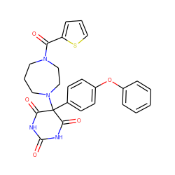 O=C1NC(=O)C(c2ccc(Oc3ccccc3)cc2)(N2CCCN(C(=O)c3cccs3)CC2)C(=O)N1 ZINC000072107991