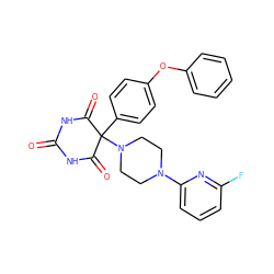 O=C1NC(=O)C(c2ccc(Oc3ccccc3)cc2)(N2CCN(c3cccc(F)n3)CC2)C(=O)N1 ZINC000073200246