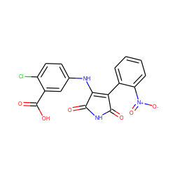 O=C1NC(=O)C(c2ccccc2[N+](=O)[O-])=C1Nc1ccc(Cl)c(C(=O)O)c1 ZINC000014946024