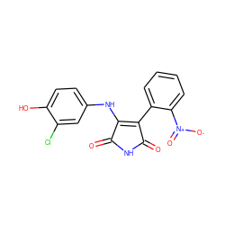 O=C1NC(=O)C(c2ccccc2[N+](=O)[O-])=C1Nc1ccc(O)c(Cl)c1 ZINC000002526465