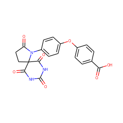 O=C1NC(=O)C2(CCC(=O)N2c2ccc(Oc3ccc(C(=O)O)cc3)cc2)C(=O)N1 ZINC000003819193