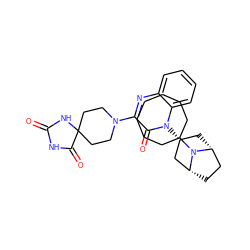 O=C1NC(=O)C2(CCN(c3nc4ccccc4n([C@@H]4C[C@@H]5CC[C@H](C4)N5C4CCCCCCC4)c3=O)CC2)N1 ZINC000114709638