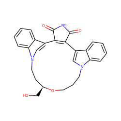 O=C1NC(=O)C2=C1c1cn(c3ccccc13)CCCO[C@@H](CO)CCn1cc2c2ccccc21 ZINC000003825434