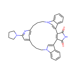 O=C1NC(=O)C2=C1c1cn(c3ccccc13)CCCc1cc(nc(N3CCCC3)c1)CCCn1cc2c2ccccc21 ZINC000028881958