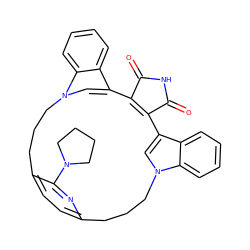 O=C1NC(=O)C2=C1c1cn(c3ccccc13)CCCc1ccc(c(N3CCCC3)n1)CCCn1cc2c2ccccc21 ZINC000028881980