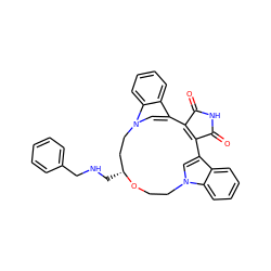 O=C1NC(=O)C2=C1c1cn(c3ccccc13)CCO[C@H](CNCc1ccccc1)CCn1cc2c2ccccc21 ZINC000026579062