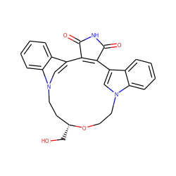 O=C1NC(=O)C2=C1c1cn(c3ccccc13)CCO[C@H](CO)CCn1cc2c2ccccc21 ZINC000003825435