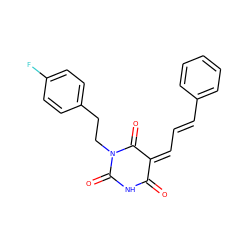 O=C1NC(=O)N(CCc2ccc(F)cc2)C(=O)/C1=C\C=C\c1ccccc1 ZINC000013522455