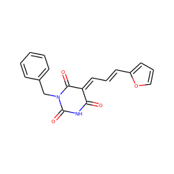 O=C1NC(=O)N(Cc2ccccc2)C(=O)/C1=C/C=C/c1ccco1 ZINC000000450305