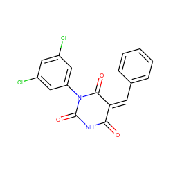 O=C1NC(=O)N(c2cc(Cl)cc(Cl)c2)C(=O)/C1=C\c1ccccc1 ZINC000029127488