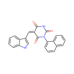 O=C1NC(=O)N(c2cccc3ccccc23)C(=O)/C1=C\c1c[nH]c2ccccc12 ZINC000017029224