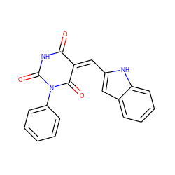 O=C1NC(=O)N(c2ccccc2)C(=O)/C1=C\c1cc2ccccc2[nH]1 ZINC000029126828