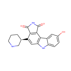 O=C1NC(=O)c2c1c([C@@H]1CCCNC1)cc1[nH]c3ccc(O)cc3c21 ZINC000036161188