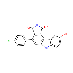 O=C1NC(=O)c2c1c(-c1ccc(Cl)cc1)cc1[nH]c3ccc(O)cc3c21 ZINC000036161207