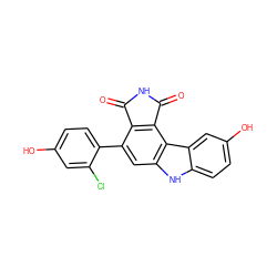 O=C1NC(=O)c2c1c(-c1ccc(O)cc1Cl)cc1[nH]c3ccc(O)cc3c21 ZINC000034096740