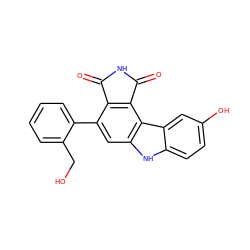 O=C1NC(=O)c2c1c(-c1ccccc1CO)cc1[nH]c3ccc(O)cc3c21 ZINC000034804151