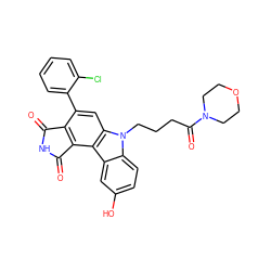 O=C1NC(=O)c2c1c(-c1ccccc1Cl)cc1c2c2cc(O)ccc2n1CCCC(=O)N1CCOCC1 ZINC000040940421