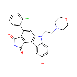 O=C1NC(=O)c2c1c(-c1ccccc1Cl)cc1c2c2cc(O)ccc2n1CCN1CCOCC1 ZINC000040422836