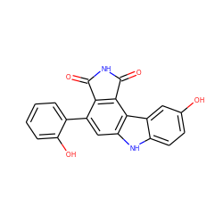 O=C1NC(=O)c2c1c(-c1ccccc1O)cc1[nH]c3ccc(O)cc3c21 ZINC000034804133