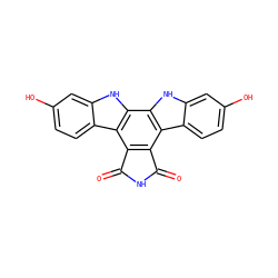 O=C1NC(=O)c2c1c1c3ccc(O)cc3[nH]c1c1[nH]c3cc(O)ccc3c21 ZINC000014855753