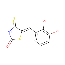 O=C1NC(=S)/C(=C/c2cccc(O)c2O)S1 ZINC000095553327