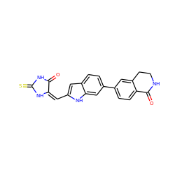 O=C1NC(=S)N/C1=C/c1cc2ccc(-c3ccc4c(c3)CCNC4=O)cc2[nH]1 ZINC000103237688