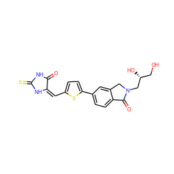 O=C1NC(=S)N/C1=C/c1ccc(-c2ccc3c(c2)CN(C[C@H](O)CO)C3=O)s1 ZINC000103237721