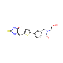 O=C1NC(=S)N/C1=C/c1ccc(-c2ccc3c(c2)CN(CCO)C3=O)s1 ZINC000103234916