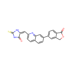 O=C1NC(=S)N/C1=C/c1ccc2ccc(-c3ccc4c(c3)COC4=O)cc2n1 ZINC000101464044