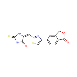 O=C1NC(=S)N/C1=C/c1nc(-c2ccc3c(c2)COC3=O)cs1 ZINC000101464000