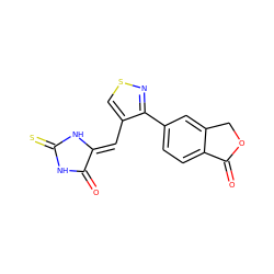 O=C1NC(=S)N/C1=C\c1csnc1-c1ccc2c(c1)COC2=O ZINC000101464007