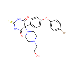 O=C1NC(=S)NC(=O)C1(c1ccc(Oc2ccc(Br)cc2)cc1)N1CCN(CCO)CC1 ZINC000022933631