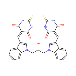 O=C1NC(=S)NC(=O)C1=Cc1cn(CC(O)Cn2cc(C=C3C(=O)NC(=S)NC3=O)c3ccccc32)c2ccccc12 ZINC000653746668