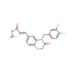 O=C1NC(=S)S/C1=C\c1ccc2c(c1)N(Cc1ccc(F)c(Cl)c1)C(=O)CO2 ZINC000051768799