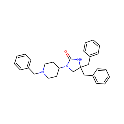 O=C1NC(Cc2ccccc2)(Cc2ccccc2)CN1C1CCN(Cc2ccccc2)CC1 ZINC000034802218