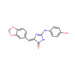 O=C1NC(Nc2ccc(O)cc2)=N/C1=C\c1ccc2c(c1)OCO2 ZINC000101425785