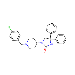 O=C1NC(c2ccccc2)(c2ccccc2)CN1C1CCN(Cc2ccc(Cl)cc2)CC1 ZINC000034802133