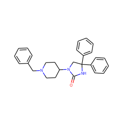 O=C1NC(c2ccccc2)(c2ccccc2)CN1C1CCN(Cc2ccccc2)CC1 ZINC000034642064