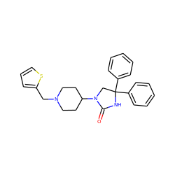 O=C1NC(c2ccccc2)(c2ccccc2)CN1C1CCN(Cc2cccs2)CC1 ZINC000034802193