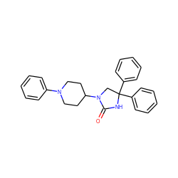 O=C1NC(c2ccccc2)(c2ccccc2)CN1C1CCN(c2ccccc2)CC1 ZINC000034802321