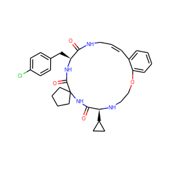 O=C1NC/C=C\c2ccccc2OCCN[C@@H](C2CC2)C(=O)NC2(CCCC2)C(=O)N[C@H]1Cc1ccc(Cl)cc1 ZINC001772575062